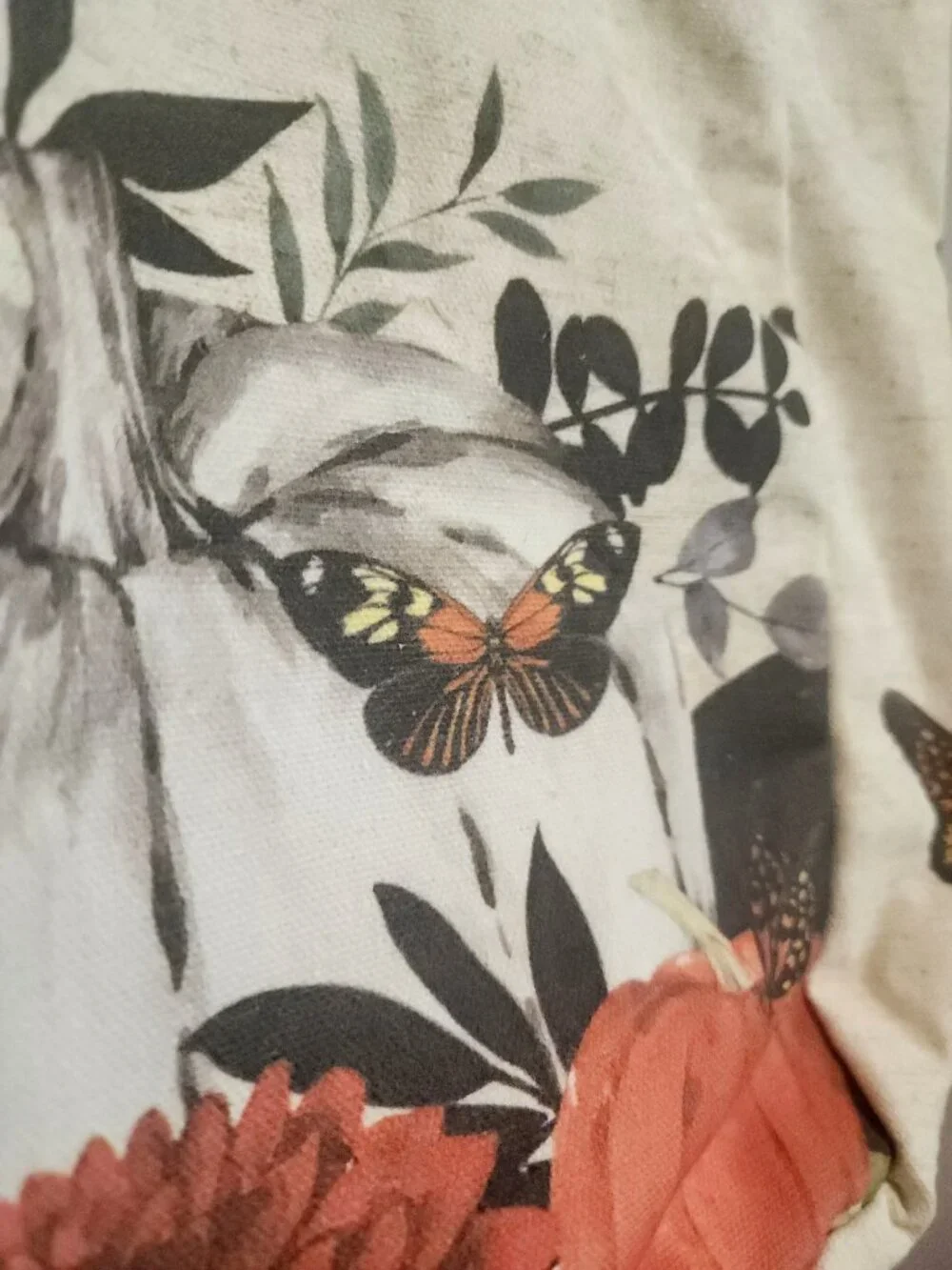 Festive Autumn Print Large Cotton Canvas Tote Bag